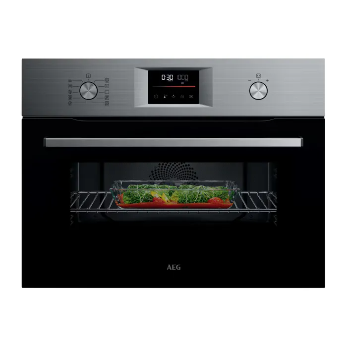 [NKK6N40M] AEG - 6000 CombiQuick heteluchtoven met Microwavefunctie - 45 cm - Vingervlekvrije inox